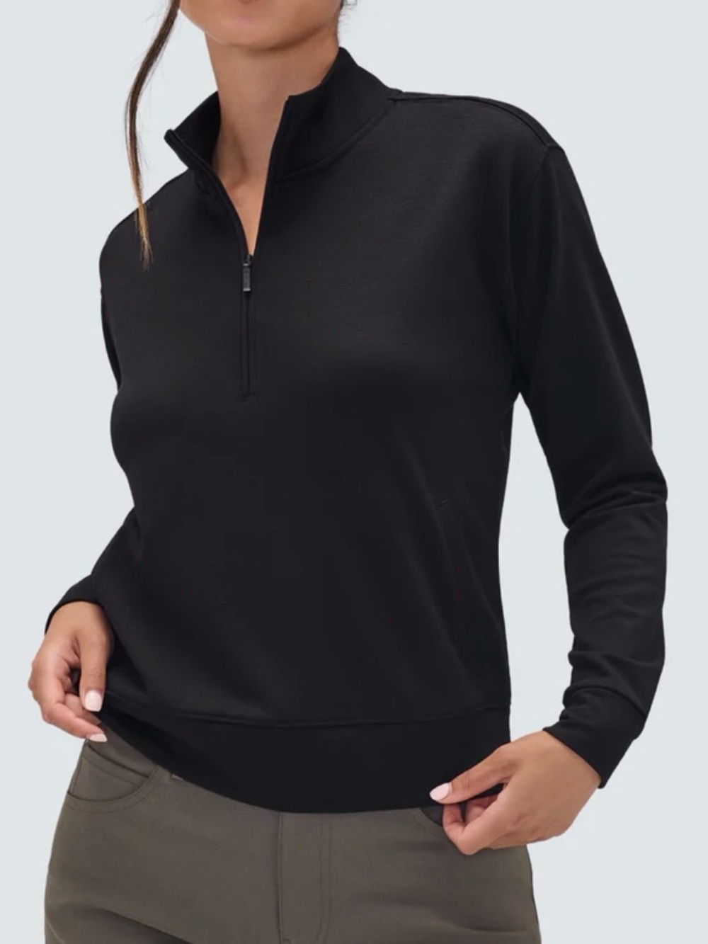Unbound Merino Size L Transit Quarter Zip Pullover Long Sleeve Black Shirt